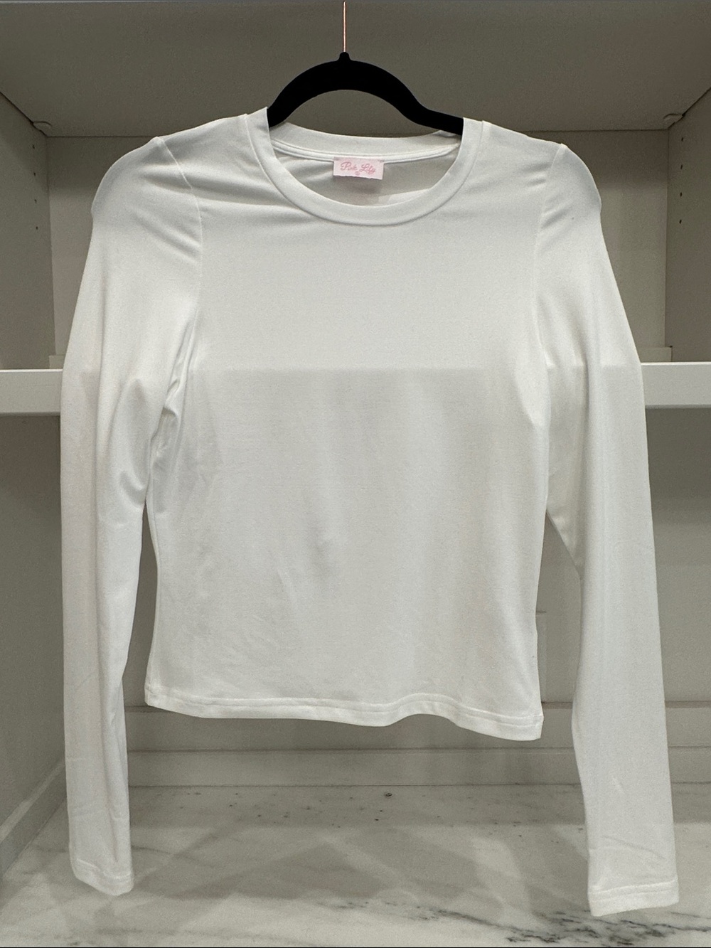 Pink Lily small White Long Sleeve Crewneck Top .  Like new